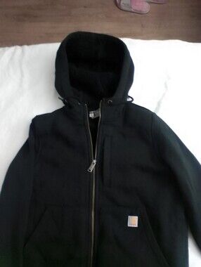 Carhartt Black Hooded Wind Fighting Sweatshirt. Size Small also Rain Defender